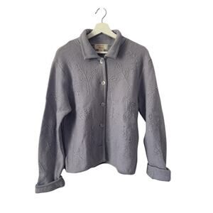 Vintage Tally Ho Embroidered Wool Cardigan size Large